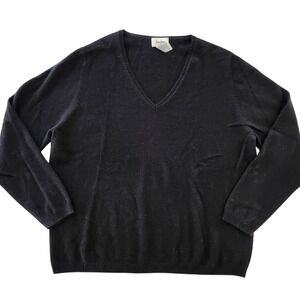Neiman Marcus 100% Cashmere Sweater Black V-Neck Long Sleeve Pullover Women's 2X